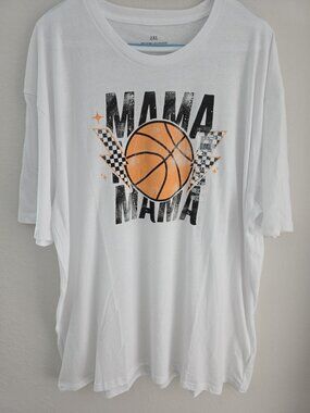 Basketball Mama Lightning T Shirt 2XL Graphic Sports White Casual Tee